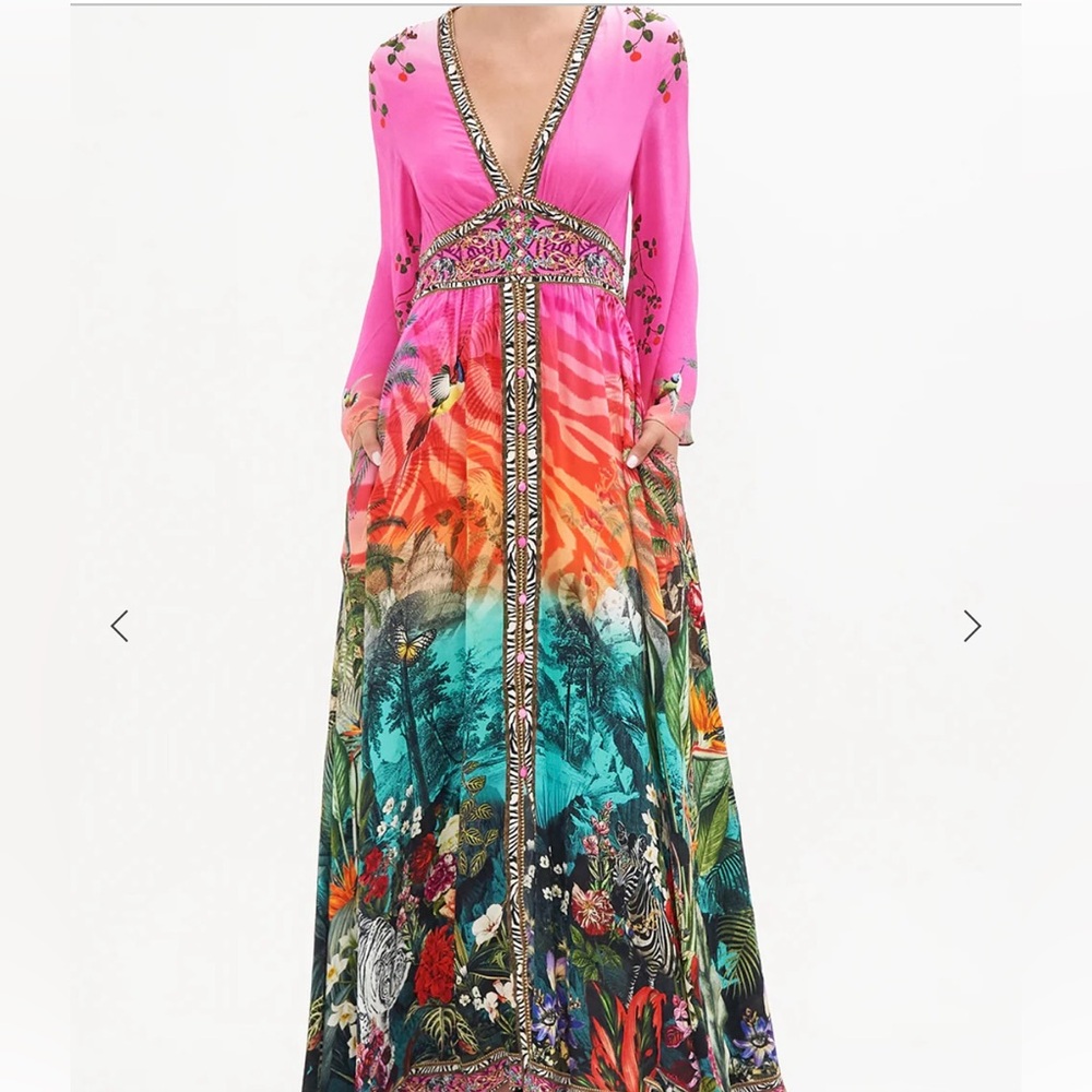 Camilla “Untamed Runaway” Pink Jungle Tiger Maxi Dress